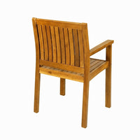 Alison Outdoor Dining Chair Set of 2, Brown Acacia Wood, Slat Panel - BM355221