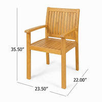 Alison Outdoor Dining Chair Set of 2, Brown Acacia Wood, Slat Panel - BM355221