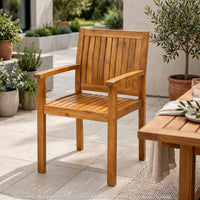 Alison Outdoor Dining Chair Set of 2, Brown Acacia Wood, Slat Panel - BM355221