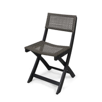 Neso Outdoor Bistro Chair Set of 2, Foldable Wicker Woven, Gray and Brown - BM355222