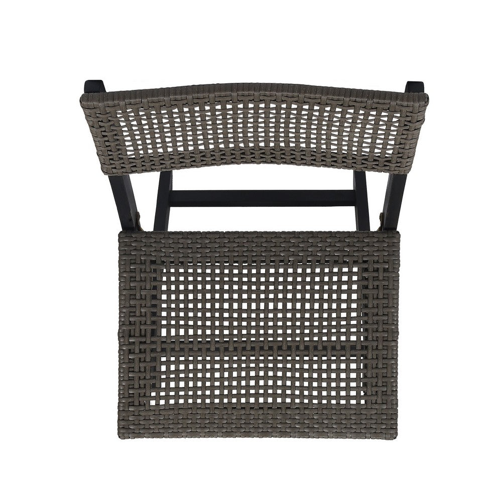 Neso Outdoor Bistro Chair Set of 2, Foldable Wicker Woven, Gray and Brown - BM355222