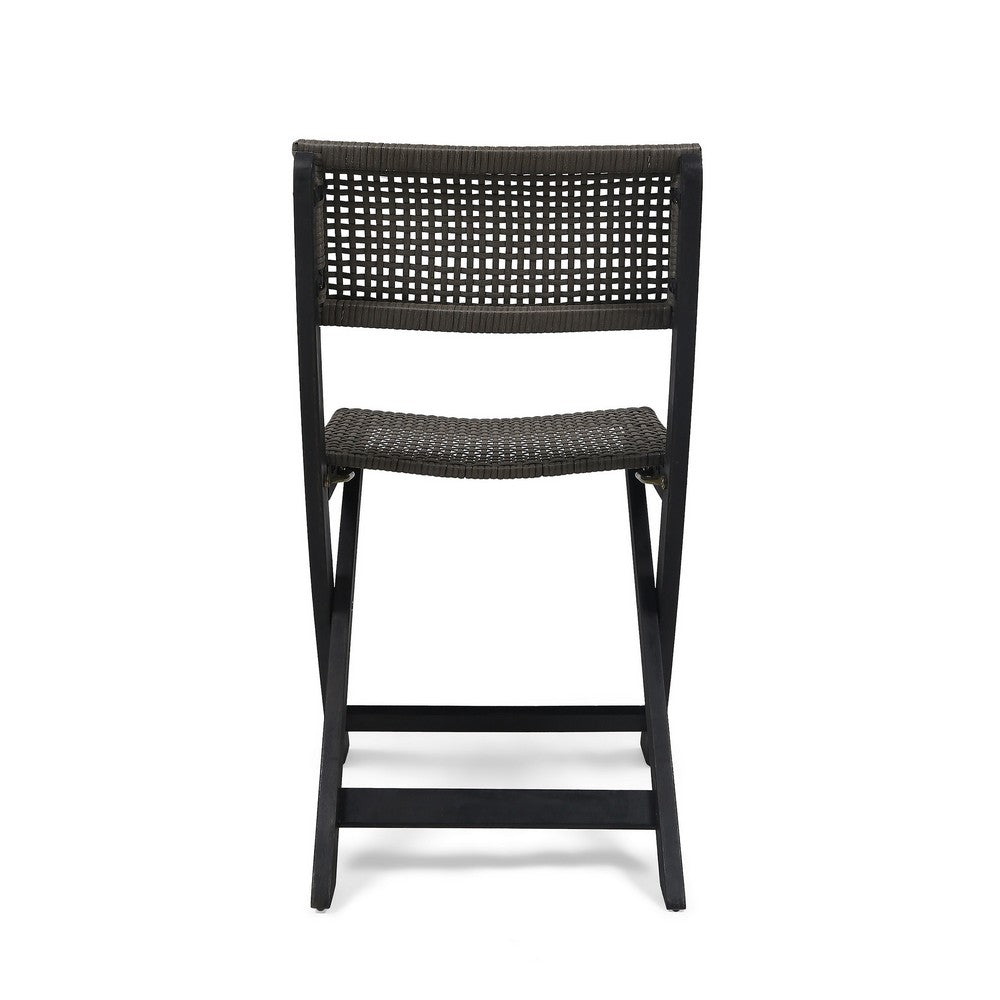 Neso Outdoor Bistro Chair Set of 2, Foldable Wicker Woven, Gray and Brown - BM355222