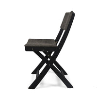Neso Outdoor Bistro Chair Set of 2, Foldable Wicker Woven, Gray and Brown - BM355222