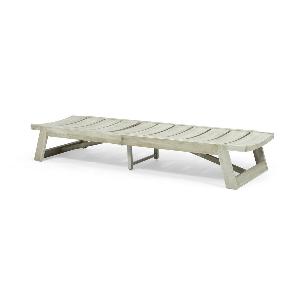 Makan Outdoor Chaise Lounge, Slatted and Adjustable, Gray Wash 78 Inch - BM355224