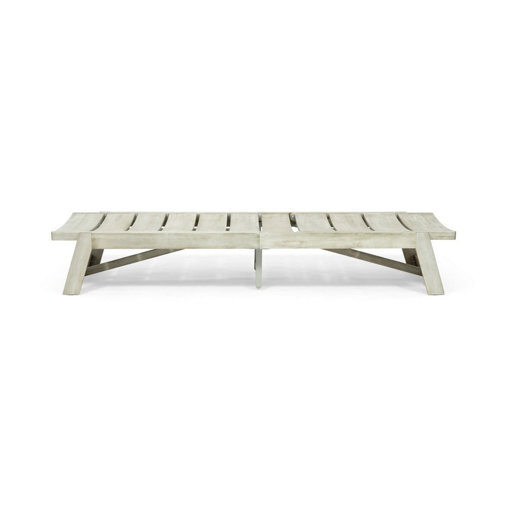 Makan Outdoor Chaise Lounge, Slatted and Adjustable, Gray Wash 78 Inch - BM355224