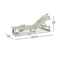 Makan Outdoor Chaise Lounge, Slatted and Adjustable, Gray Wash 78 Inch - BM355224