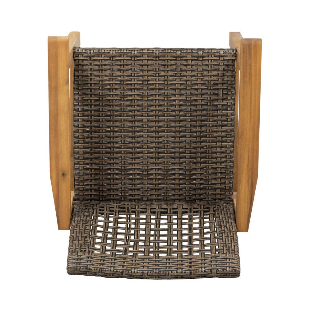 Bops Outdoor Dining Chair Set of 2, Rattan Woven Seat, Brown Wash Wood - BM355225