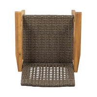 Bops Outdoor Dining Chair Set of 2, Rattan Woven Seat, Brown Wash Wood - BM355225