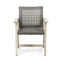 Bops Outdoor Dining Chair Set of 2, Gray Rattan Seat, Whitewash Wood-BM355227