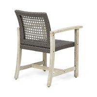 Bops Outdoor Dining Chair Set of 2, Gray Rattan Seat, Whitewash Wood-BM355227