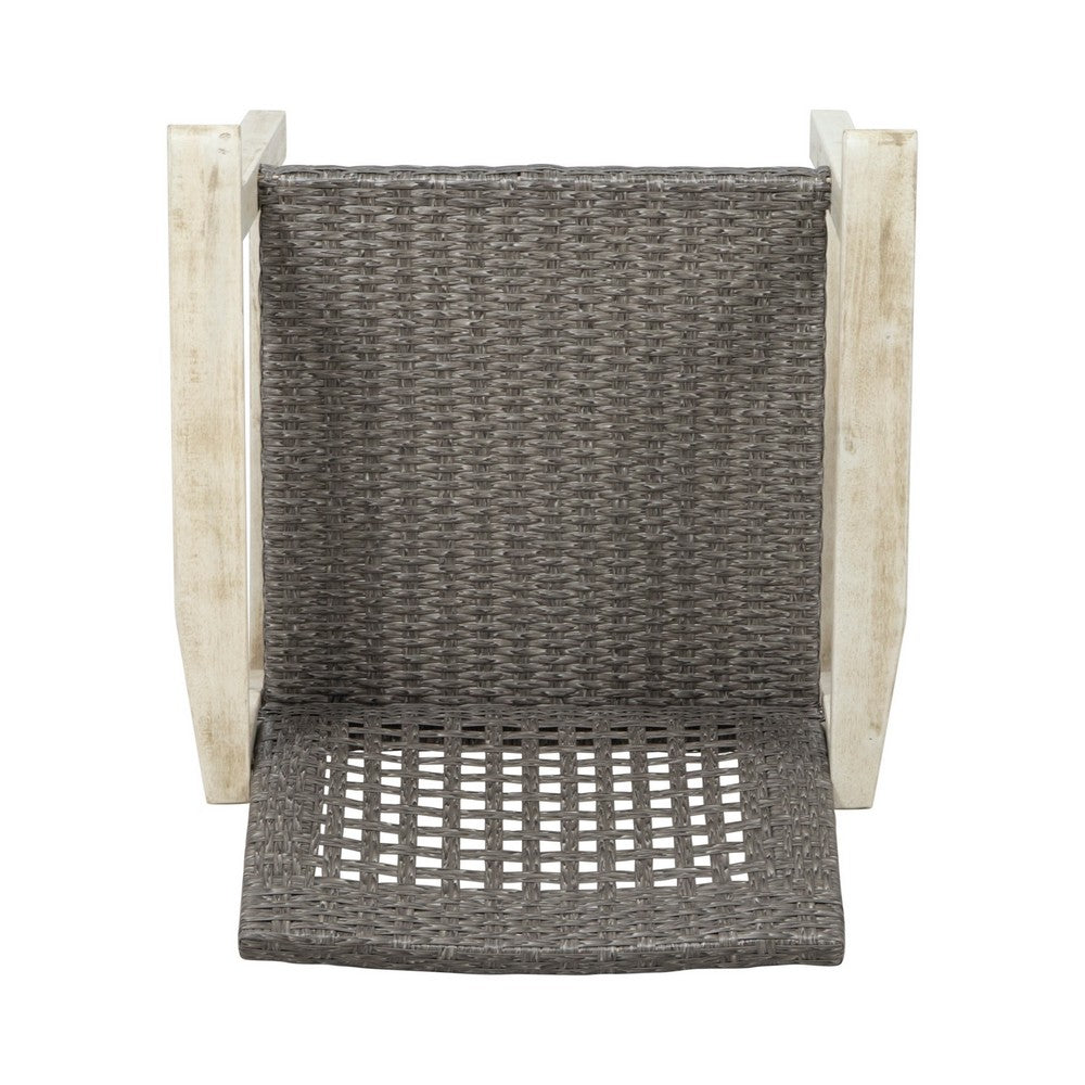 Bops Outdoor Dining Chair Set of 2, Gray Rattan Seat, Whitewash Wood-BM355227