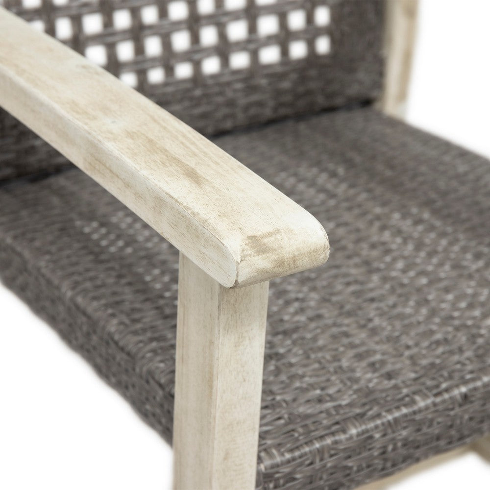 Bops Outdoor Dining Chair Set of 2, Gray Rattan Seat, Whitewash Wood-BM355227
