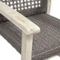 Bops Outdoor Dining Chair Set of 2, Gray Rattan Seat, Whitewash Wood-BM355227