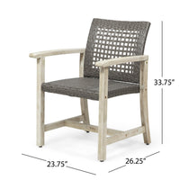 Bops Outdoor Dining Chair Set of 2, Gray Rattan Seat, Whitewash Wood-BM355227