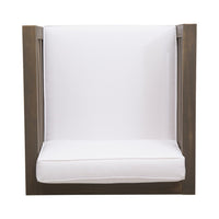 Carie Outdoor Club Chair, White Fabric Cushions, Slatted Frame, Gray Wood - BM355228
