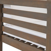 Carie Outdoor Club Chair, White Fabric Cushions, Slatted Frame, Gray Wood - BM355228
