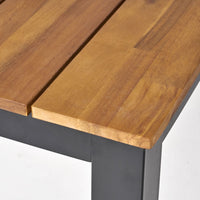 Outdoor Dining Table, Slatted Rectangular Top, Black Iron, Brown 71 Inch - BM355229