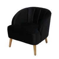 Accent Barrel Chair, Channeled Black Altay Velvet, Walnut Brown Wood Legs - BM355231