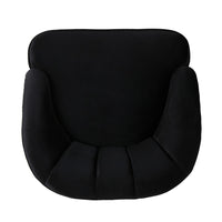 Accent Barrel Chair, Channeled Black Altay Velvet, Walnut Brown Wood Legs - BM355231