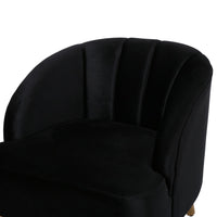 Accent Barrel Chair, Channeled Black Altay Velvet, Walnut Brown Wood Legs - BM355231