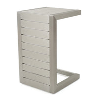 Kory Outdoor Side Table, C-Shaped, Slatted Frame, Silver Aluminum 24 Inch - BM355232