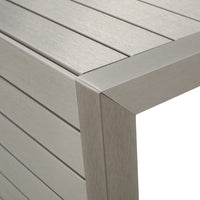 Kory Outdoor Side Table, C-Shaped, Slatted Frame, Silver Aluminum 24 Inch - BM355232