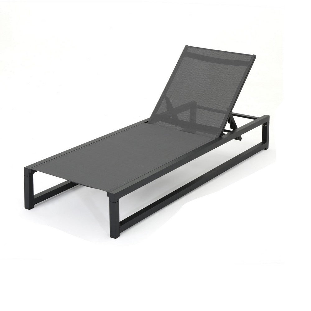 Voni Outdoor Chaise Louge, 5-Position Adjustable, Gray Aluminum 77 Inch - BM355233