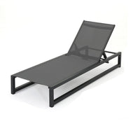 Voni Outdoor Chaise Louge, 5-Position Adjustable, Gray Aluminum 77 Inch - BM355233