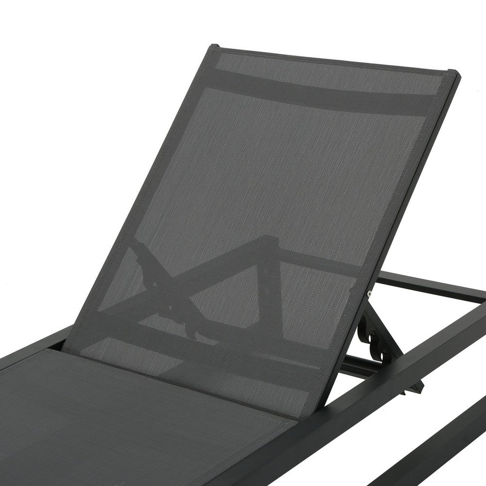 Voni Outdoor Chaise Louge, 5-Position Adjustable, Gray Aluminum 77 Inch - BM355233