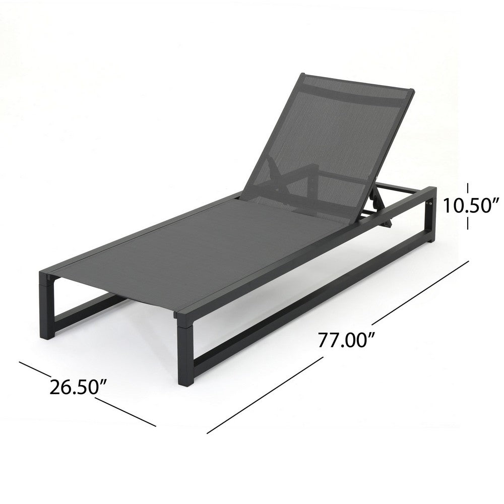 Voni Outdoor Chaise Louge, 5-Position Adjustable, Gray Aluminum 77 Inch - BM355233