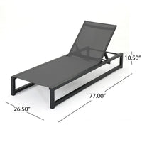 Voni Outdoor Chaise Louge, 5-Position Adjustable, Gray Aluminum 77 Inch - BM355233
