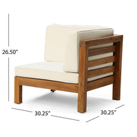 Carie Outdoor 2pc Loveseat Set, Beige Polyester, Slatted Brown Wood - BM355235