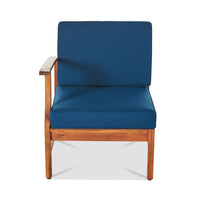 Hoye Outdoor 5pc Modular Corner Sofa Set, L-Shape, Blue Polyester, Brown - BM355236