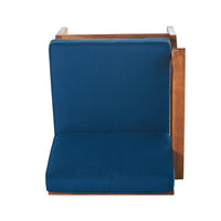 Hoye Outdoor 5pc Modular Corner Sofa Set, L-Shape, Blue Polyester, Brown - BM355236