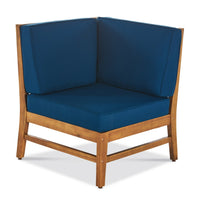 Hoye Outdoor 5pc Modular Corner Sofa Set, L-Shape, Blue Polyester, Brown - BM355236