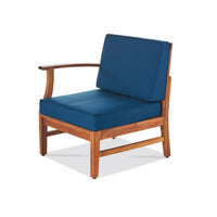 Hoye Outdoor 5pc Modular Corner Sofa Set, L-Shape, Blue Polyester, Brown - BM355236