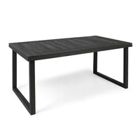 Outdoor Dining Table, Slatted Rectangular Top, Sandblasted Gray 69 Inch - BM355239