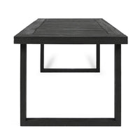 Outdoor Dining Table, Slatted Rectangular Top, Sandblasted Gray 69 Inch - BM355239