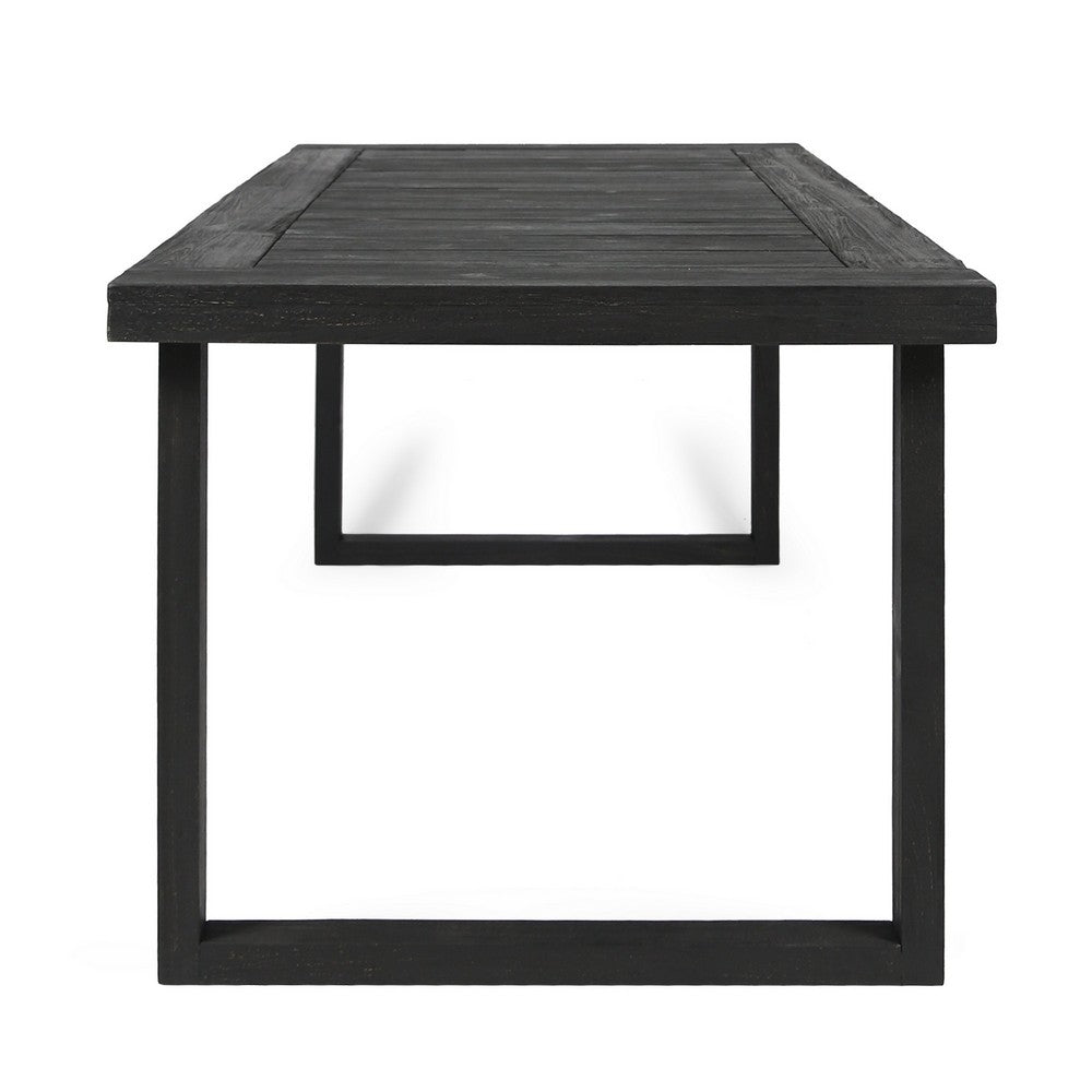 Outdoor Dining Table, Slatted Rectangular Top, Sandblasted Gray 69 Inch - BM355239