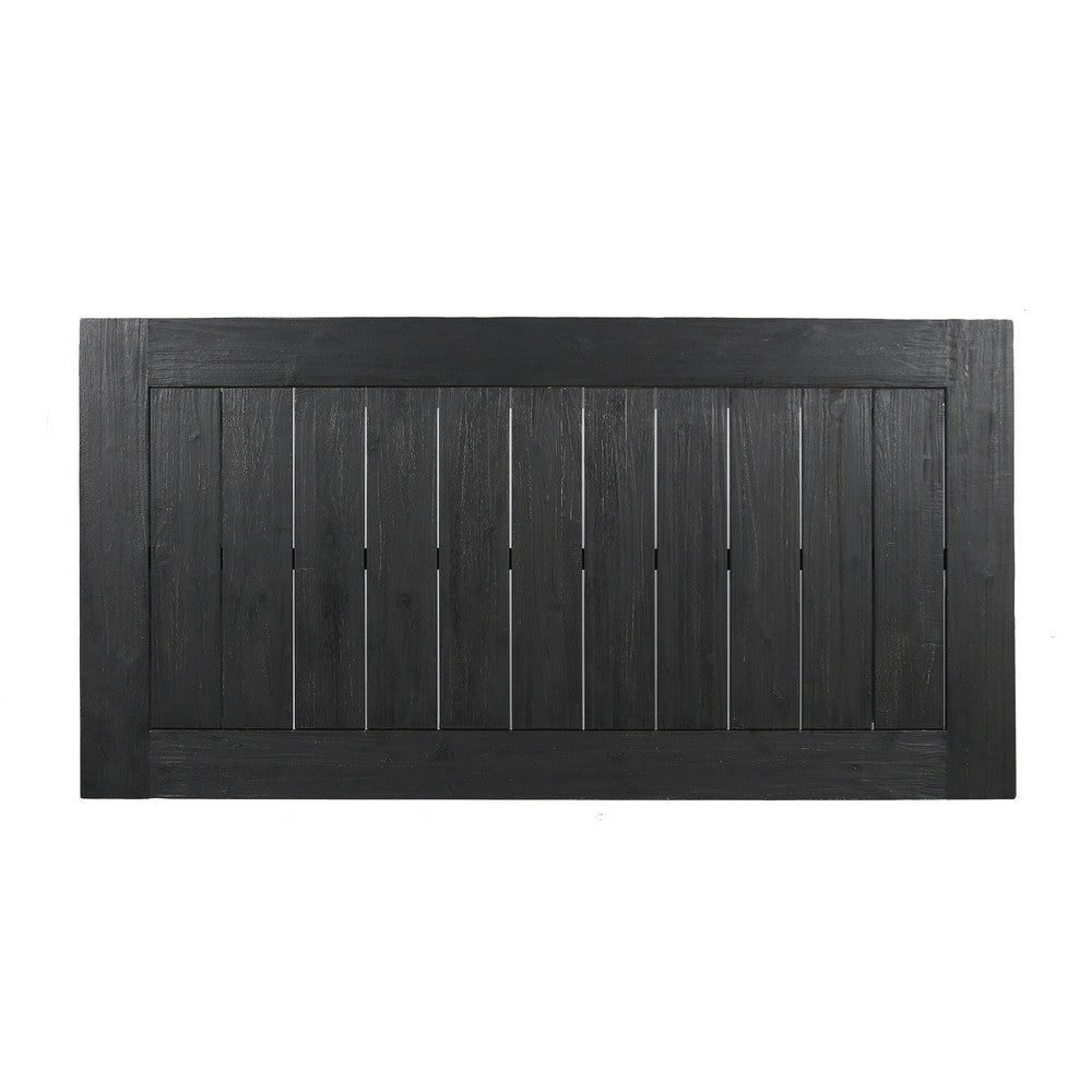 Outdoor Dining Table, Slatted Rectangular Top, Sandblasted Gray 69 Inch - BM355239