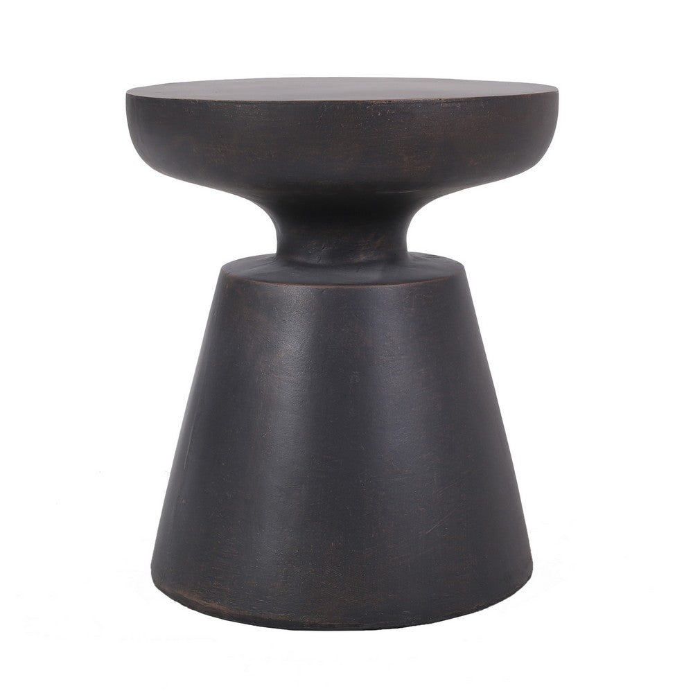 Syam Outdoor Side End Table, Round Top, Pedestal, Copper Concrete 21 Inch - BM355240