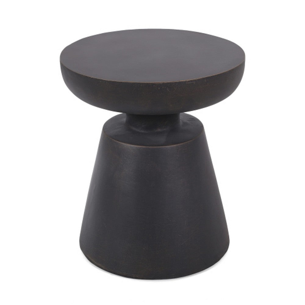 Syam Outdoor Side End Table, Round Top, Pedestal, Copper Concrete 21 Inch - BM355240