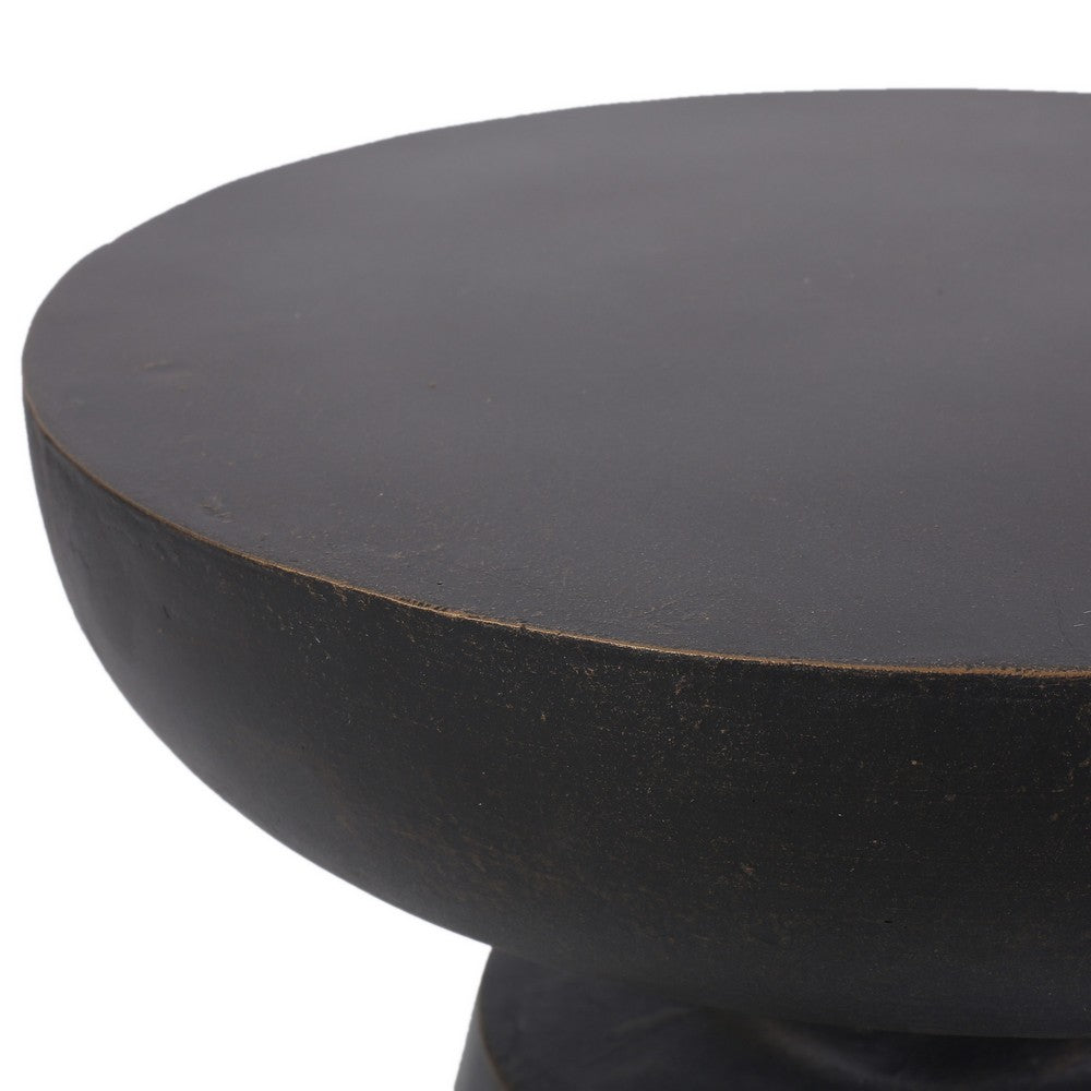 Syam Outdoor Side End Table, Round Top, Pedestal, Copper Concrete 21 Inch - BM355240