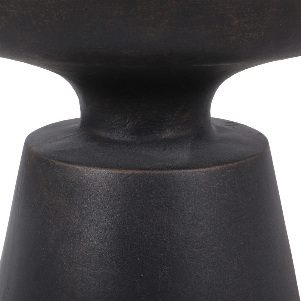 Syam Outdoor Side End Table, Round Top, Pedestal, Copper Concrete 21 Inch - BM355240