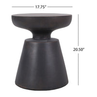 Syam Outdoor Side End Table, Round Top, Pedestal, Copper Concrete 21 Inch - BM355240