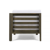 Carie Outdoor Right Arm Chair, White Cushions, Slatted Gray Wood - BM355241