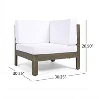 Carie Outdoor Right Arm Chair, White Cushions, Slatted Gray Wood - BM355241