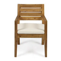 Outdoor Dining Chair Set of 2, Beige Polyester, Sandblast Natural Brown - BM355242