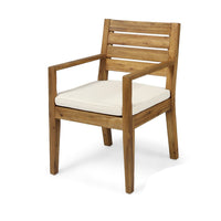 Outdoor Dining Chair Set of 2, Beige Polyester, Sandblast Natural Brown - BM355242
