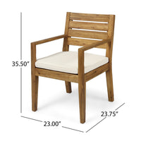 Outdoor Dining Chair Set of 2, Beige Polyester, Sandblast Natural Brown - BM355242